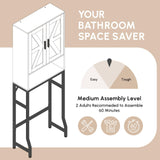 USHOWER Over The Toilet Storage Cabinet, Bathroom Organizers and Storage with Barn Doors, Thicken Metal Stand & MDF Wood Above Toilet Storage Cabinet, Freestanding Space Saver, White USHOWER