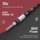 Electronics Soldering Iron, SREMTCH 80W Precision Soldering Iron Kit with LCD Display, Professional Soldering Iron Kit with Adjustable Temperature 392℉ - 842℉, ON/OFF Switch, Welding Accessories SREMTCH