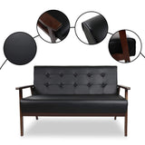 AODAILIHB Modern Wooden Leather 2-Seat Sofa, Sleek Minimalist Loveseat, Sturdy and Long-Lasting Loveseat Sofa Couch, Home Office Furniture (Black) AODAILIHB