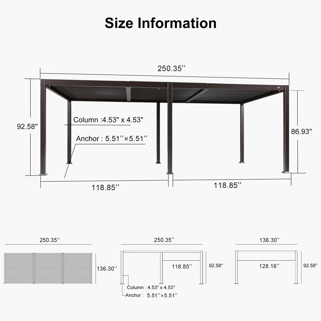 PURPLE LEAF 11' x 21' Louvered Pergola Outdoor Adjustable Louvre Shade Modern Patio Aluminum Pergola with Retractable Roof for Deck Backyard Garden Hardtop Gazebo PURPLE LEAF