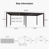 PURPLE LEAF 11' x 21' Louvered Pergola Outdoor Adjustable Louvre Shade Modern Patio Aluminum Pergola with Retractable Roof for Deck Backyard Garden Hardtop Gazebo PURPLE LEAF