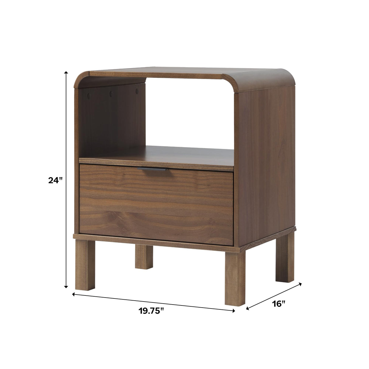 Elias Modern Curved-Frame Solid Wood Nightstand Walker Edison