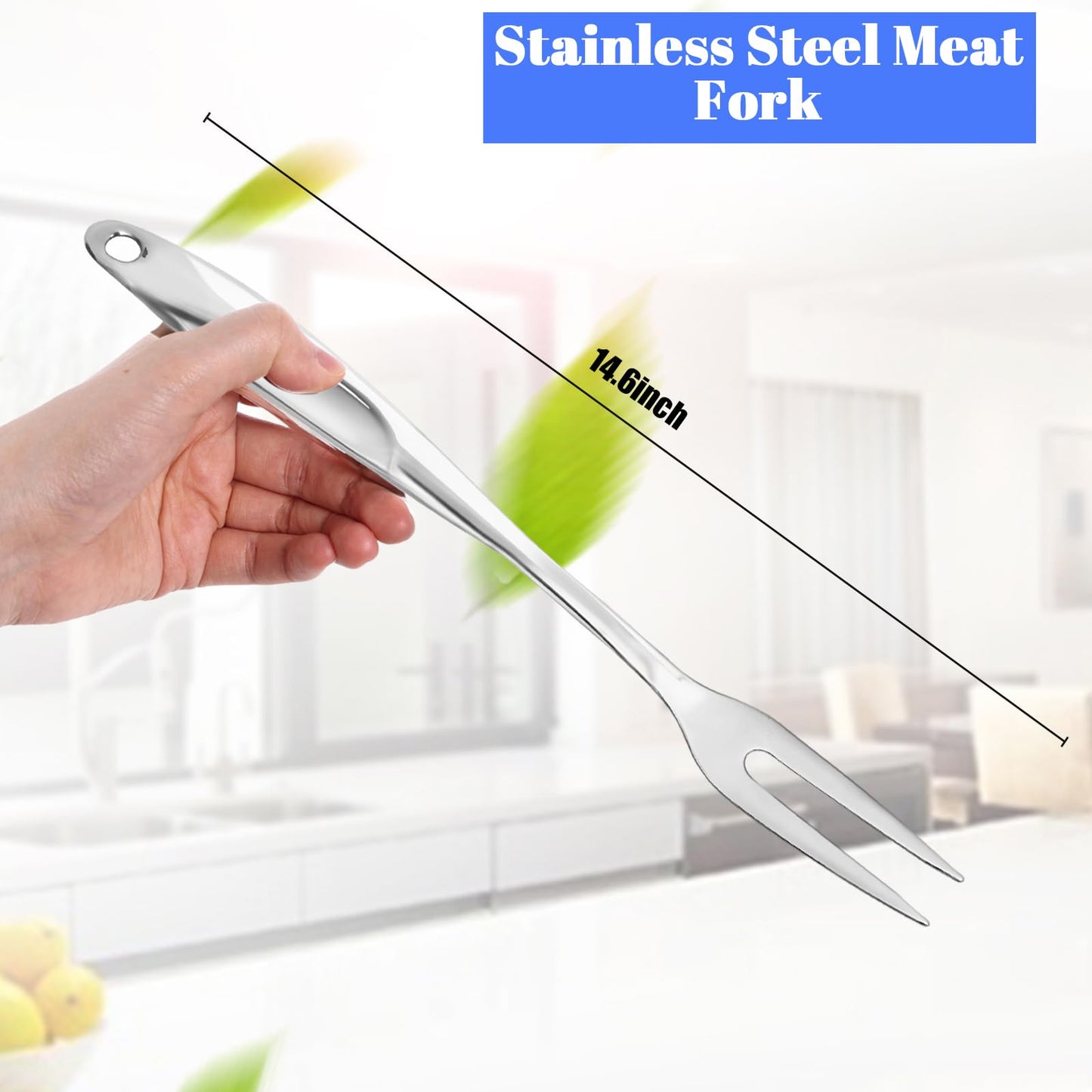 HANSGO Stainless Steel Meat Fork, Two-Prong Fork 15inch Carving Fork for Cooking Kitchen Carving Serving BBQ