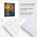 Natuyalo Framed Paint by Numbers Kit for Adults - Sailboat DIY Adult Paint by Number Kits Sunset Landscape Acrylic Canvas Painting for Adults Beginners Art Crafts with Frame, 12x16 Inch Natuyalo