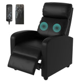 Massage Recliner Chair, Single Sofa Chair with Remote Control, Chair Recliner, Lazy Boy Recliner Chair, Living Room Recliners with Pu Leather Padded Seat Backrest, Recliner Chairs for Adults, Black MKDLUFEI