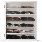 TJ.MOREE Sunglasses Organizer Storage Wall Mounted: 13 x 15.6 inches Eyewear Display Case Rustic Wood Eyeglasses Holder Large Glasses Storage Box,White TJ.MOREE