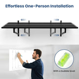 TimberAura 1-Pack Garage Wall Shelves, 2' x 4' Heavy Duty Wall Mounted Storage Rack with 3 Hooks, 250 lbs Capacity, Steel Garage Organization Shelving for Tools, Bins, and Power Equipment TimberAura