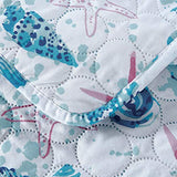 Pink Starfish & Aqua Twin Size Beach Quilt Set - Reversible & Lightweight Bedding - Collection with Coverlet Jessy Home
