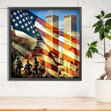 CXYQLC DIY 5D Diamond Painting Kits for Adults, Diamond Painting Full Drill Crystal Rhinestone Embroidery Craft Kits for Home Wall Decor Gifts 11.8x11.8inch(USA Flag and Firefighters Tribute) CXYQLC