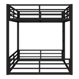 Queen Over Queen Floor Bunk Beds for Kids/Adults,Heavy Duty Metal Kids Bunk Beds Queen Size,Noise Reduced Structure,Black Bellemave