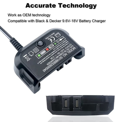 Biswaye 9.6V-18V Multi Volt Battery Charger Compatible with Black & Decker 18V 14.4V 12V 9.6V NiCD NiMH Battery HPB18-OPE HPB18 HPB14 HPB12 HPB96 244760-00 A1718 FS18FL FSB18 - WoodArtSupply