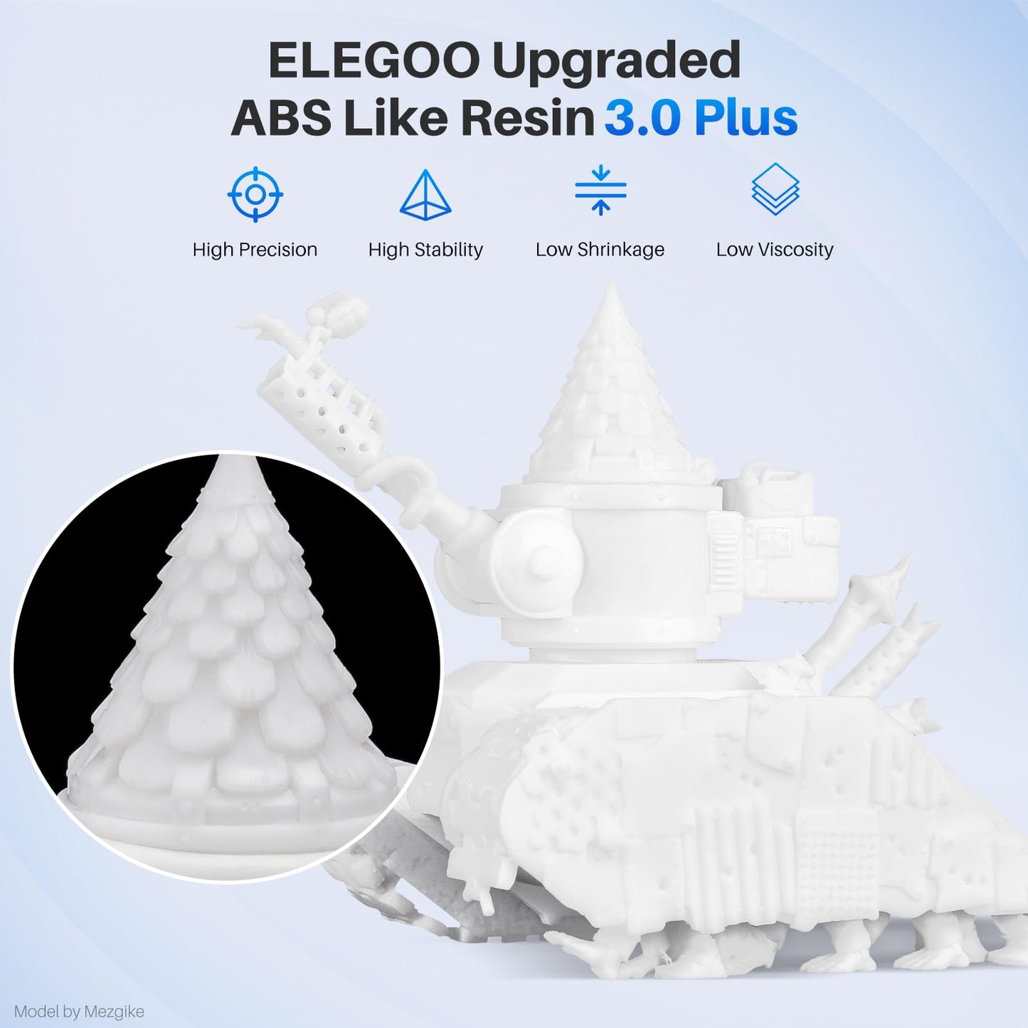 ELEGOO ABS-Like Resin 3.0 Plus, 3D Printer Resin with Low Viscosity and High Precision, 405nm Rapid UV-Curing Photopolymer Resin, 3D Resin for LCD/DLP 3D Printing, White 2000G