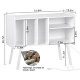 Lerliuo Record Player Stand with Charging Station Holds Up to 220 Albums, Large Turntable Stand with 4 Cabinet, Mid-Century Record Player Table,White Vinyl Holder Storage Shelf for Bedroom Living Room Lerliuo