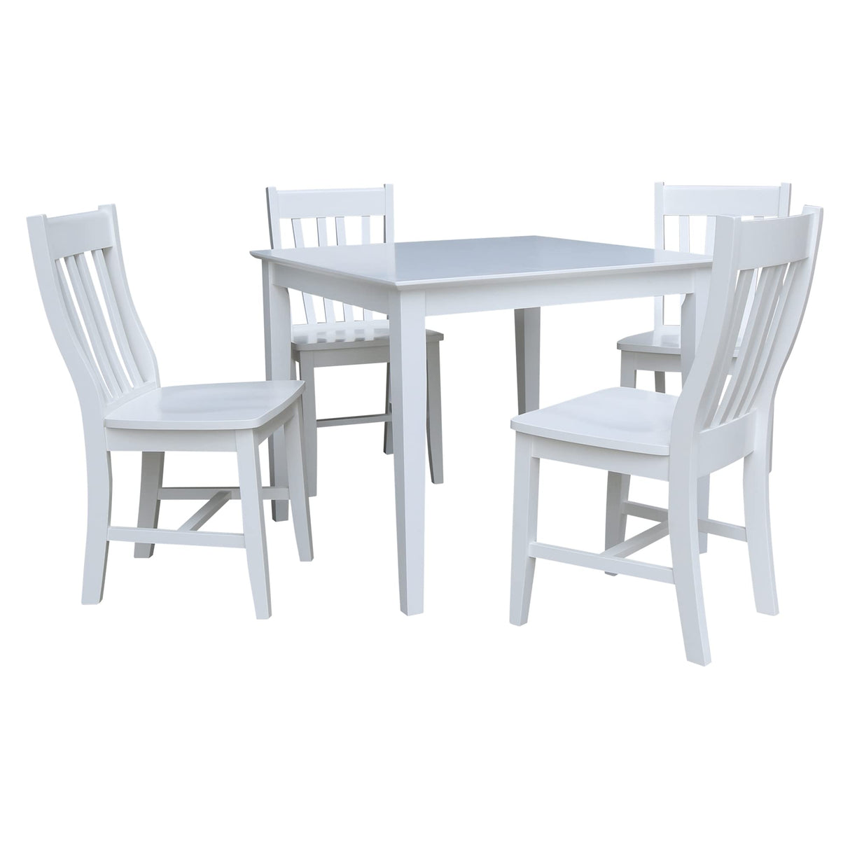 IC International Concepts 36" x 36" 4 Chairs Dining Table, Standard, White IC International Concepts