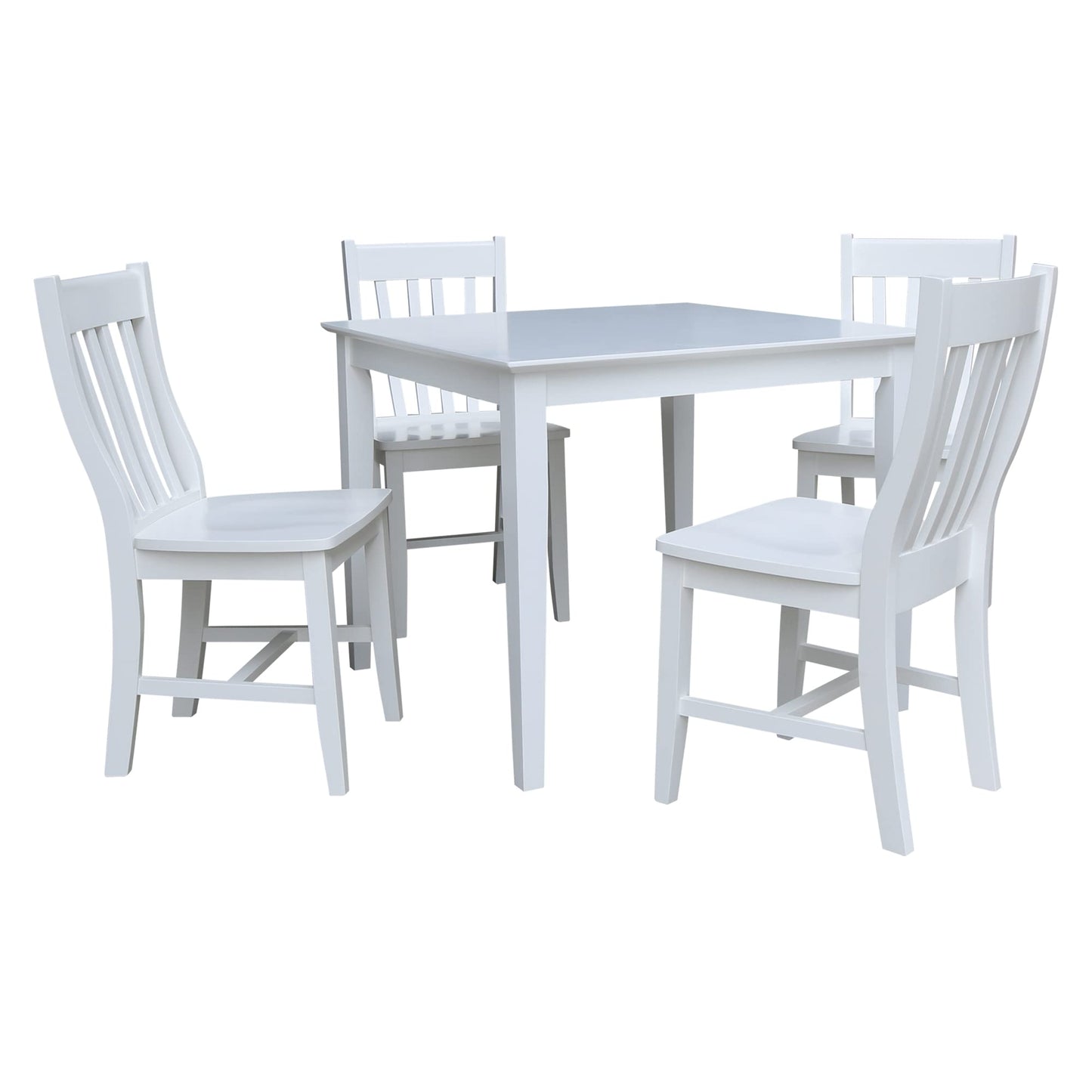 IC International Concepts 36" x 36" 4 Chairs Dining Table, Standard, White - WoodArtSupply