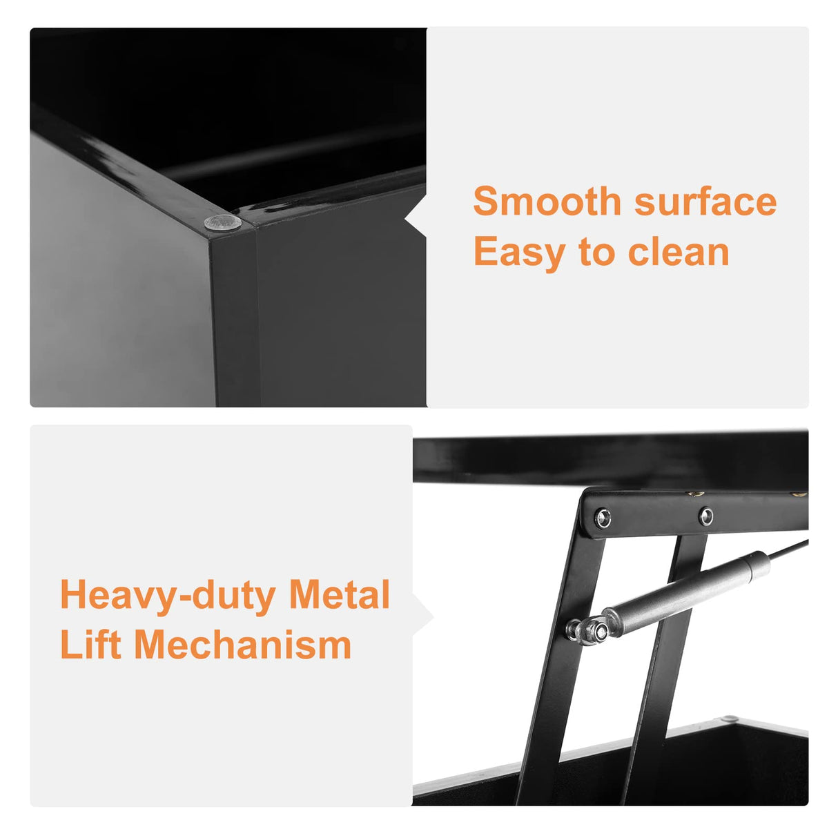 High Gloss Lift Top Table with Led Lights, Led Coffee Table with Storage Shelf and Hidden Compartment for Home Living Room Reception Room Office, Black St.Mandyu