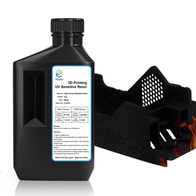 YOUSU High-Temp Resistant 3D Printer Resin - Up to 220°C, 3D Printing Resin for Engineering, Industrial Applications, 405nm DLP LCD UV-Curing Photopolymer Resin, Black 1000g