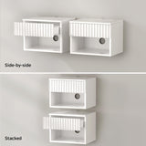 EYYTHUNG Fluted Wall Nightstand Set of 2 with Drawer, Modern Floating Night Stand with Fluted Door and Open Storage Shelf Wall Mounted Bedside Table for Bedroom Bathroom Entryway, White EYYTHUNG