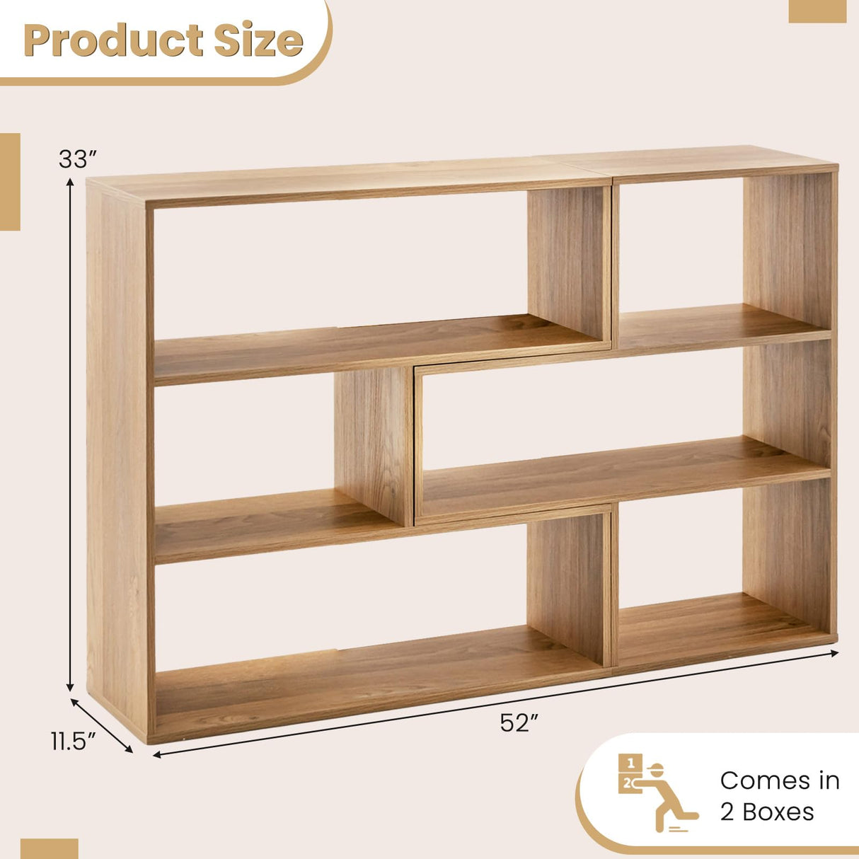 Giantex 6-Cube Customisable Wooden Bookcase with Anti-Tipping Kits, Modern 3-Tier Storage Organizer for Kids Rooms Giantex