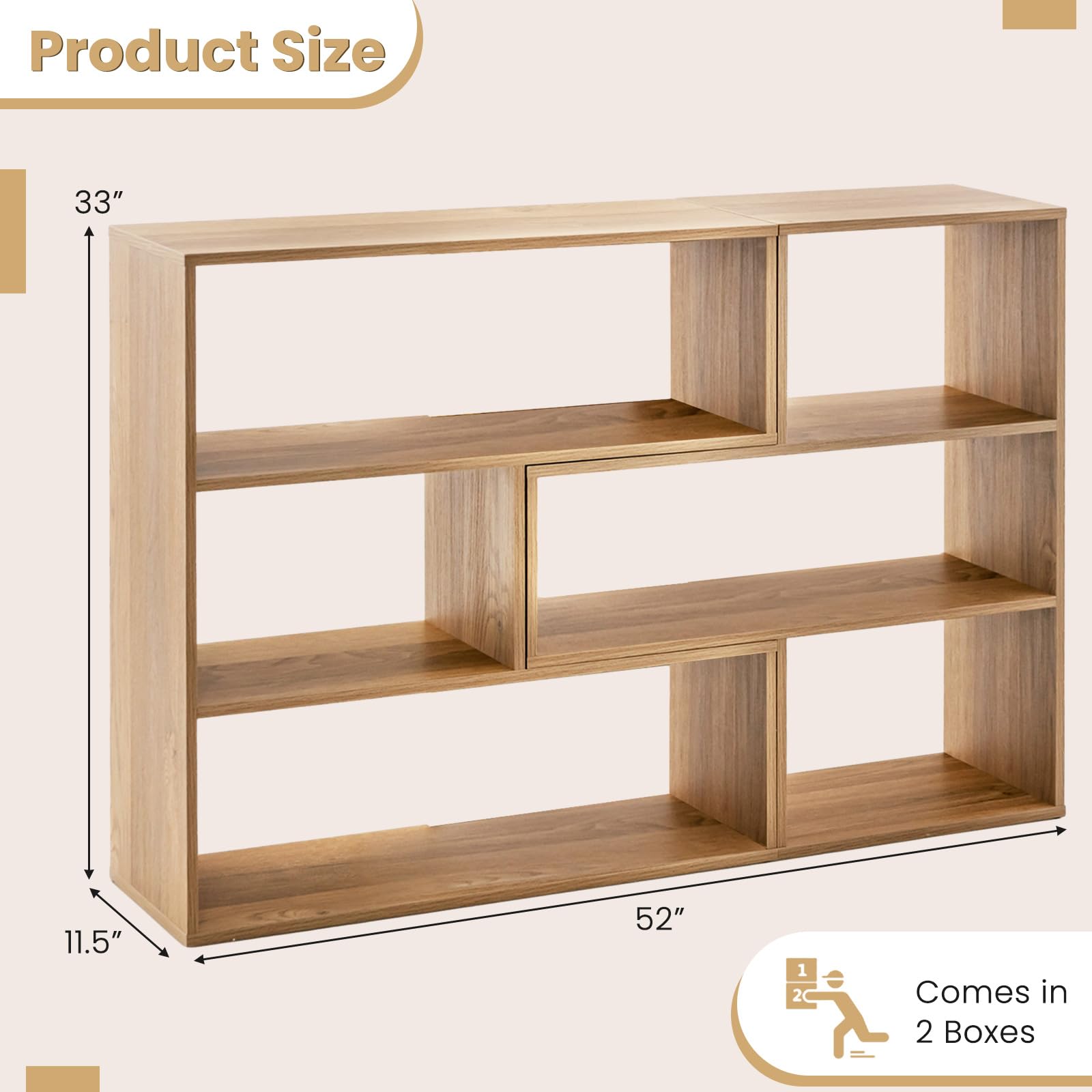 Giantex 6-Cube Customisable Wooden Bookcase with Anti-Tipping Kits, Modern 3-Tier Storage Organizer for Kids Rooms - WoodArtSupply