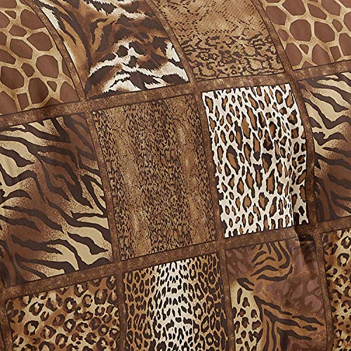 WPM 4 Piece Animal Print Sheet Set, Chocolate Brown Leopard Zebra Giraffe Jungle Forest Theme Flat Fitted Sheets with Pillow Sham Queen Size Bedding- Safari Design (Brown, Queen) WPM WORLD PRODUCTS MART