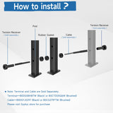 Gyykzz 4 Pack Cable Railing Post 36Inch, Level Drilled Railing Post with Flat Design Silicon Rings, Stainless Steel Horizontal Hole Deck Wire Railing Posts, Black Flat Top Metal Post (No Handrail) Gyykzz