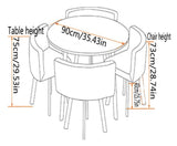 Mfallon Round Conference Table Small Meeting Room Coffee Table Set w/ 4 Chair, Office Business Guest Reception Table, Simple Dining and Chair Set of 4 Leisure Combination (Color : Black Leather) Mfallon