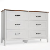 Gizoon 47.2" W Dresser for Bedroom, 6 Chest of Drawers, Modern Drawer Dresser, Wood TV Stand for Living Room, with Smooth Rail, Metal Handles, Anti-tip, Hallway, Retro Gizoon