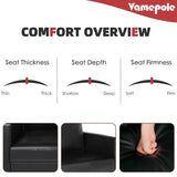 VAMEPOLE Sectional Sofa Couch 2 Pic, Black Leather Loveseat and Accent Chair for Living Room, Stitching Tufted Comfortable Love Seat for Small Space, Office, Meeting Room, Living Room Furniture Sets VAMEPOLE