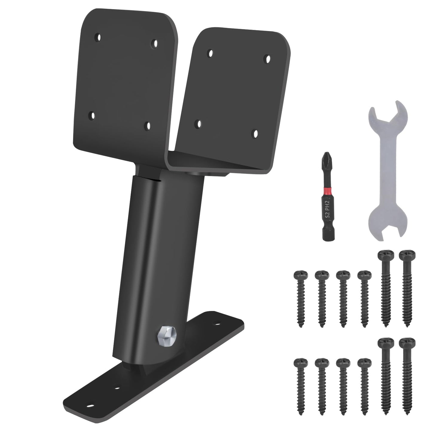 Pergola Brackets Kit, 304 Stainless Steel Heavy Duty Roof Riser Brackets Kit, Adjustable Angle Patio Roof Riser Fit for 4×4 and 4×6 Wood Beam, Patio Roof Kit Includes Wrench + Power Bits (1) - WoodArtSupply