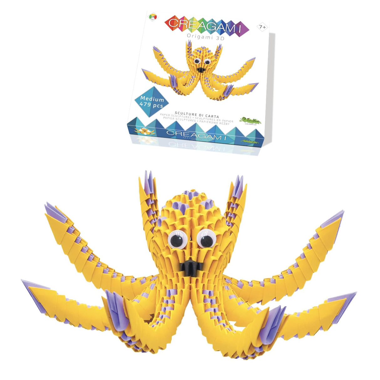 Creagami Octopus Origami Set - A 479 Piece 3D Modular Paper Craft Kit for Ages 7 - Adult, Clear Creagami