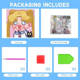 PERFECTSIGHT Cute 5D Diamond Art Kits with Wooden Frame, Kawaii DIY Painting Art for Adults Teen, Diamond Arts and Crafts Sets, Big Gem Full Drill Diamond Dots for Women Beginners (Moon) PERFECTSIGHT