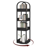 MAHANCRIS 4-Tier Bookshelf, Rotating Bookcase, 360° Spinning Book Shelf, Rotate Corner Book Shelve, Storage Rack, for Study, Home Office, Black BKBK3401 MAHANCRIS
