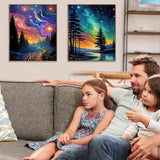 VIGEGU 4 Pack Paint by Numbers Kit for Adults Beginner with Frame,Paint by Number with Wooden Easel DIY Starry Sky Beach Waterfall Landscape Adult Paint by Number Kits for Home Decor 7.8x11.8inch ﻿ VIGEGU