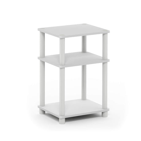 Furinno Just 3-Tier Turn-N-Tube End Table / Side Table / Night Stand / Bedside Table with Plastic Poles, 1-Pack, White(Espresso)/White Furinno