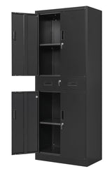 Wanfu Metal Storage Cabinet, 71" H x 28" W x 16" D Locking Storage Cabinet with Adjustable Shelves and One Drawer, Steel Cabinet for Office, Garage, Home, School, Utility (Black) Wanfu