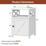 OtterOasis Farmhouse Nightstand with Charging Station and Barn Door, Bedside Table with Open Compartment and Storage, Side End Table for Bedroom, White OtterOasis