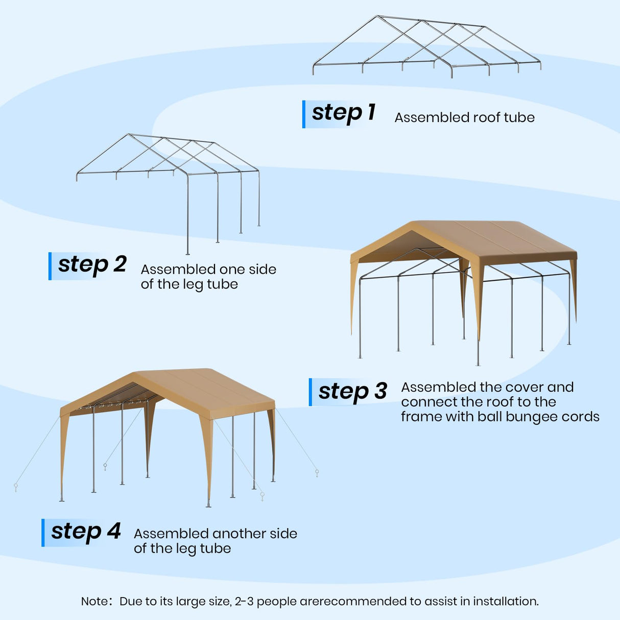 Carport 12x20 Heavy Duty Portable Garage,Galvanized Frame Carport Canopy,Portable Garages and Shelters with 8 Leg&4 Wind Rope,Car Tent Garage with All-Season Tarp for Truck Boat,Without Sidewall BUPPLEE