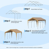 Carport 12x20 Heavy Duty Portable Garage,Galvanized Frame Carport Canopy,Portable Garages and Shelters with 8 Leg&4 Wind Rope,Car Tent Garage with All-Season Tarp for Truck Boat,Without Sidewall BUPPLEE
