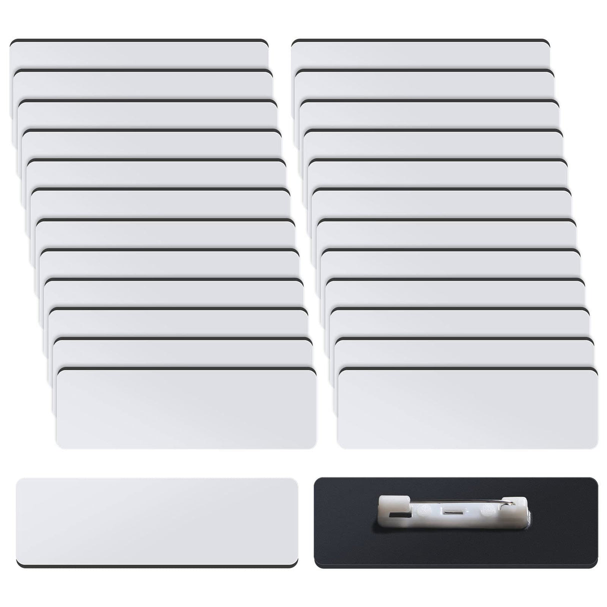 Name Tag Blank Name Badges 1 x 3 Inch DIY Blank ID Name Badge with Pin Backing for Office Workers Students, Personalized Badges Making (25 Pieces) TecUnite