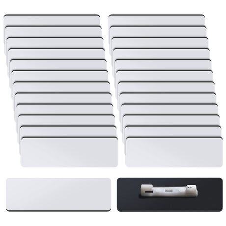 Name Tag Blank Name Badges 1 x 3 Inch DIY Blank ID Name Badge with Pin Backing for Office Workers Students, Personalized Badges Making (25 Pieces) TecUnite