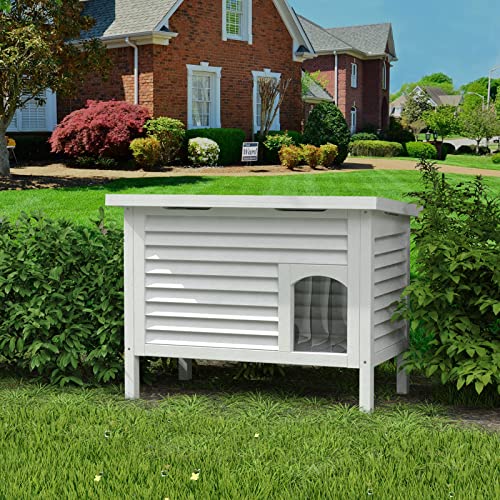 GDLF Outdoor Cat House Solid Wood Feral Cat Shelter with Waterproof Roof & Special Full Ventilation Design Keeps Multiple Cats Cool for Hot Summers 31.9" Lx18.9 Wx23.6 H - WoodArtSupply