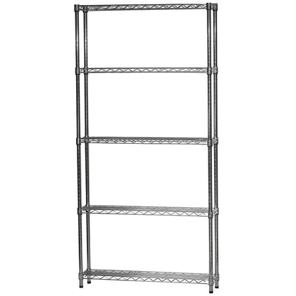 Shelving Inc. 8" d x 36" w x 84" h Chrome Wire Shelving with 5 Tier Shelves, Weight Capacity 800lbs Per Shelf