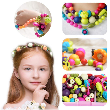 GILI Pop Beads - Jewelry Making Kit for 3 4 5 6 7 8 Year Old Little Girls - Arts and Crafts Toys for Kids Age 4yr-8yr - Necklace Bracelet Creativity Snap Set Top Best Christmas Birthday Gifts (500pcs) GILI