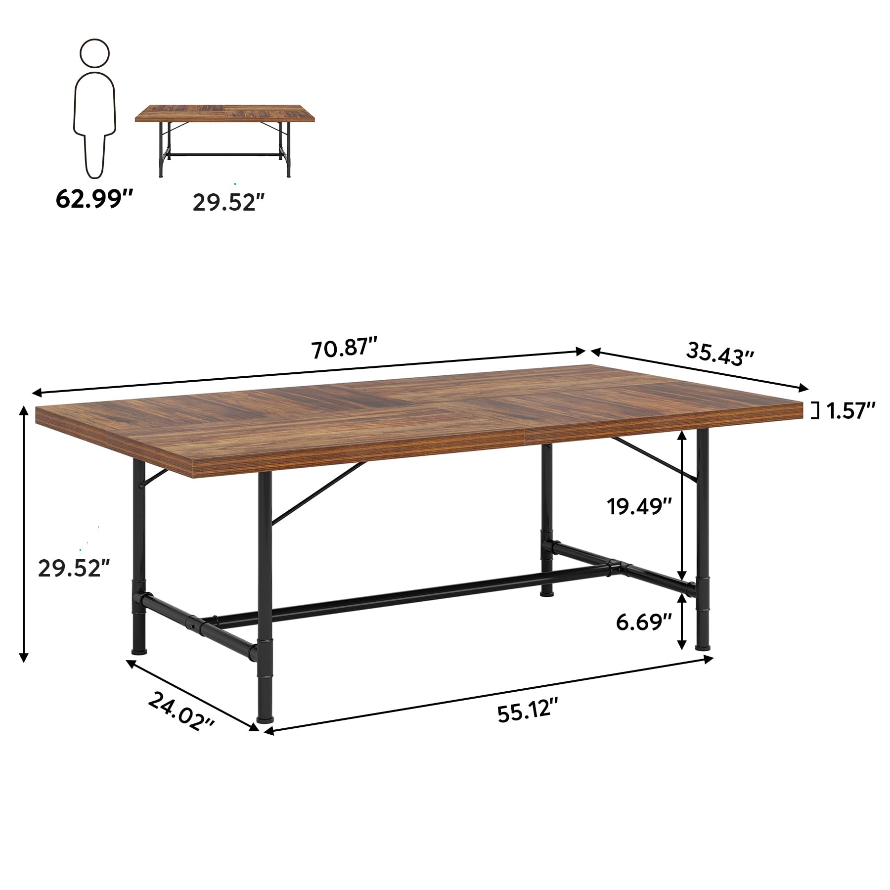 Tribesigns 6FT Conference Table, 70.8" W x 35.4" D Rectangle Meeting Seminar Table, Modern Training Table Boardroom Desk for Conference Room - WoodArtSupply