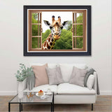 MaiYiYi Window Giraffe Diamond Painting Set, 5D Full Round Drill Cute Giraffe Diamond Painting Kit, Giraffes Diamond Art for Beginners Adult Wall Art Decor (40X30 CM) MaiYiYi