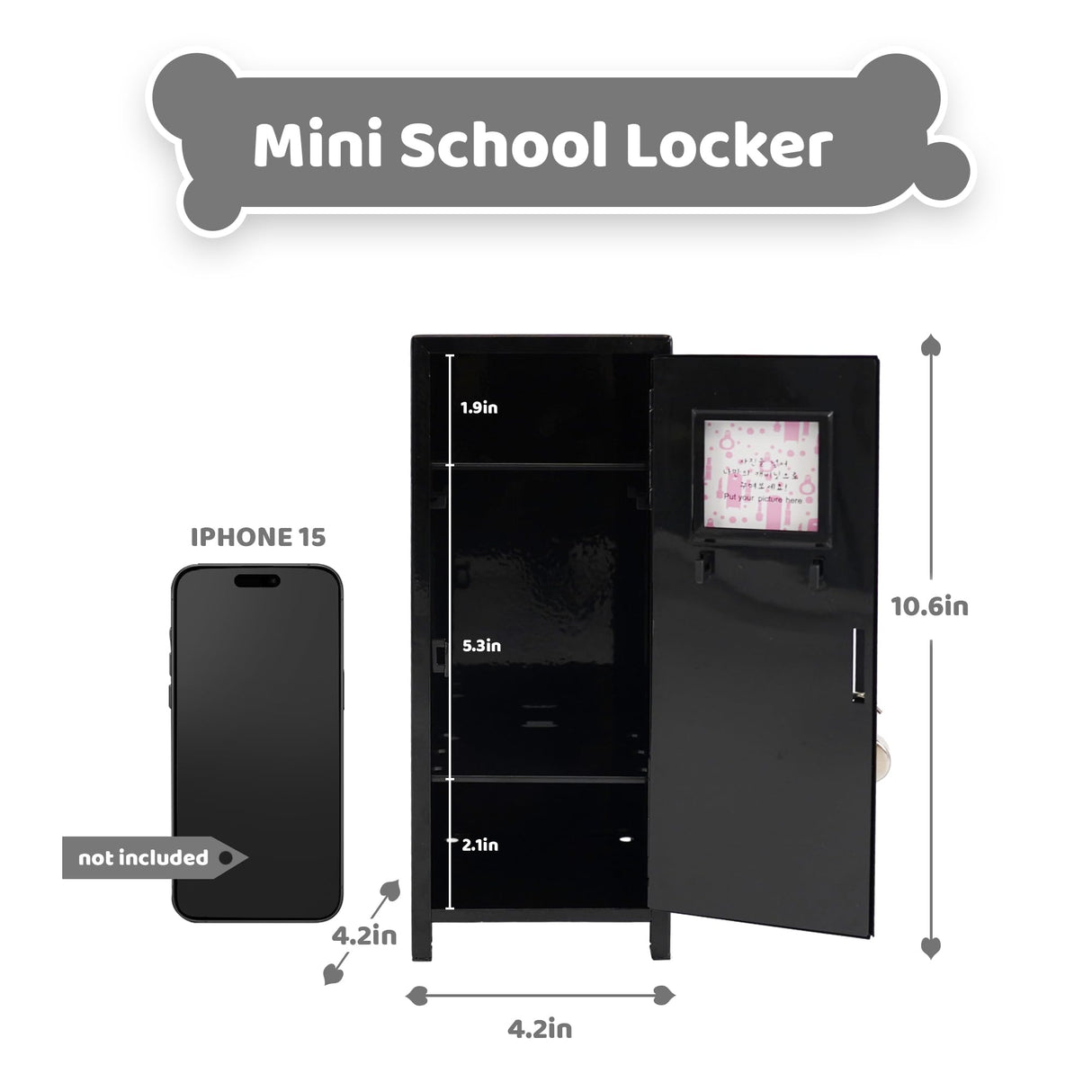 YOBRO Mini Iron Lockers, Functional Safe Box Locker with Lock and Megnets, Miniature Storage Locker for Desk Bedroom Home Office School, Metal Little Locker Gift for Kids, Black YOBRO