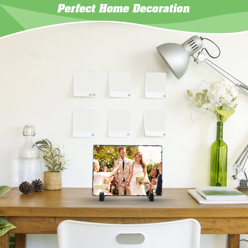 YOUKE OLA 20 Pieces Sublimation Slate Blank Rock Stone Photo Rectangular Frame Heat Transfer Plaque Picture Frame with Display Holder for Birthday, Wedding 4 x 6 Inch YOUKE OLA