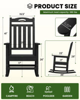 SUUNYN Outdoor Rocking Chair, High Back Porch Rocker Chair, All Weather Resistant HDPE Oversized Rocking Chairs for Patio, Garden, Lawn, Indoor (Black) SUUNYN