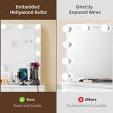 Makeup Vanity Desk with Lighted Mirror & Power Outlet & 5 Drawers, Vanity Table with 3 Lighting Modes Brightness Adjustable, Sliding Storage, White Vanity Set for Bedroom SMOOL